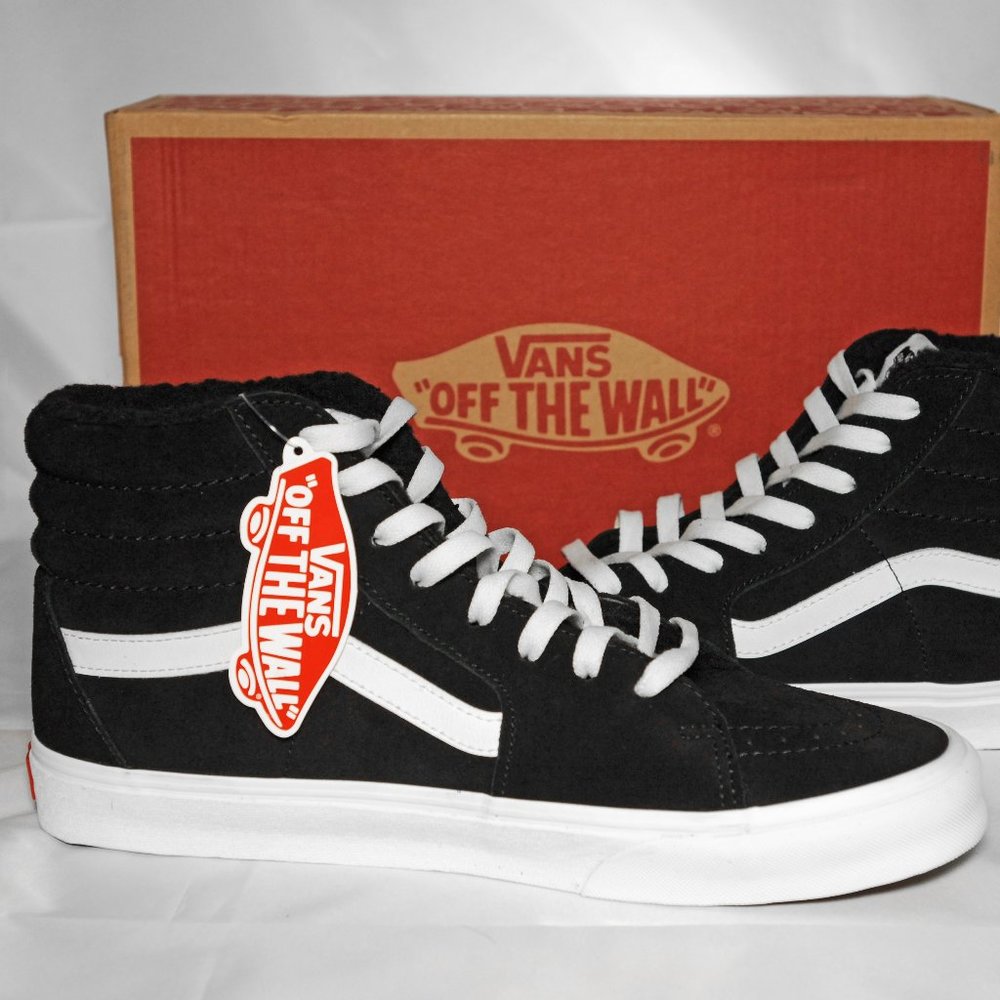 VANS SKATEBOARDING SK8-HI COZY HUG BLACK SHERPA FAUX FUR LINED MEN'S 11.…
